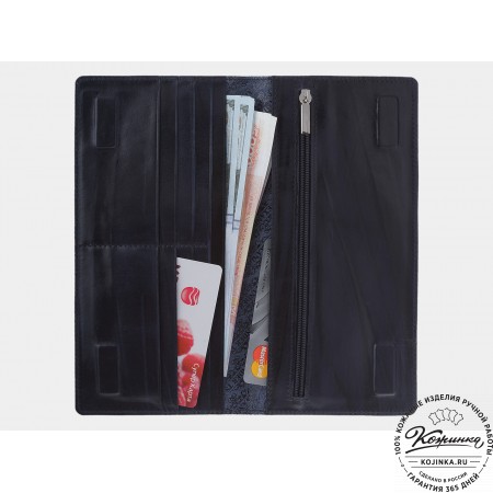 Кожаное портмоне "Лодки на берегу" (синее)