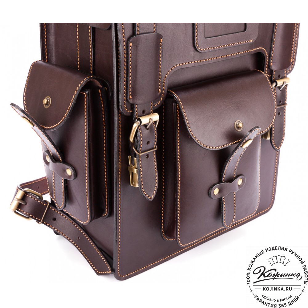 Кожаный ранец-портфель "Джонн" (темно-коричневый)