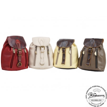  Женский кожаный рюкзак "Колибри" (желтый) 