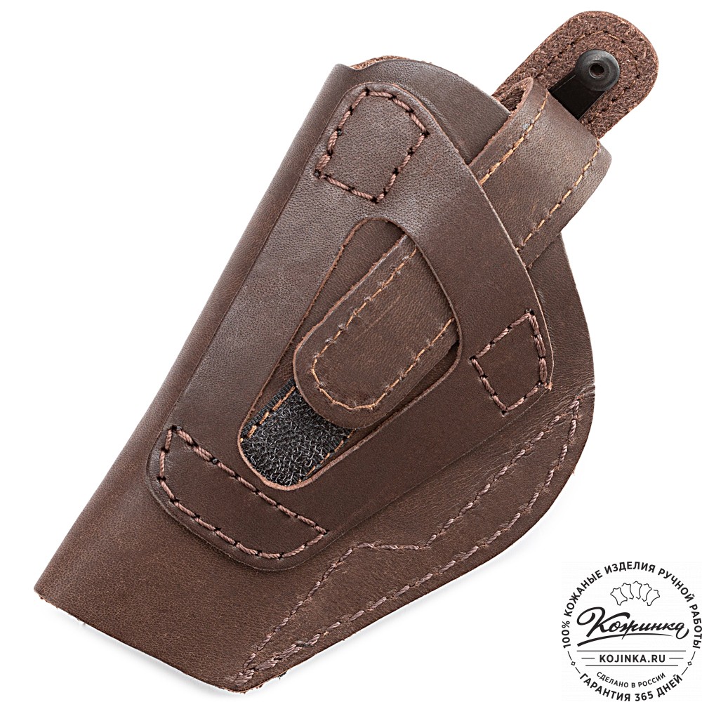 Кожаная поясная кобура  на 2 стороны для пистолета "ПМ" (темно-коричневая)