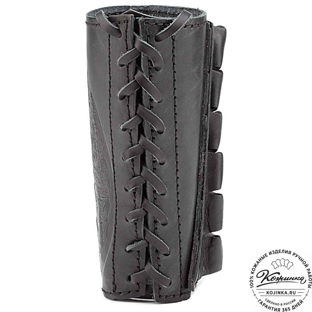 Кожаный патронташ на приклад однорядный - калибр 12,16, 20 (чёрный)