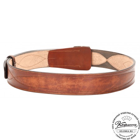 Кожаный мужской ремень "Комбат" (коричневый)
