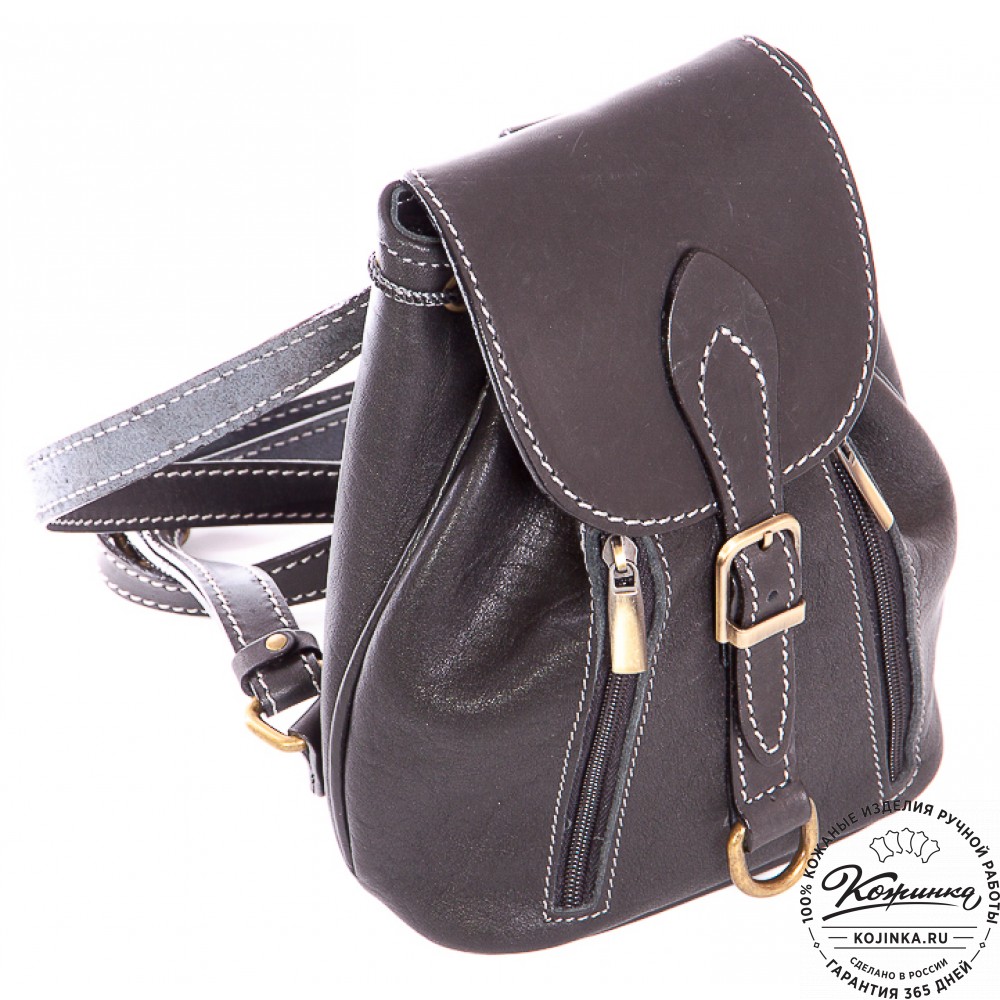 Женский кожаный рюкзак "Колибри" (черный)