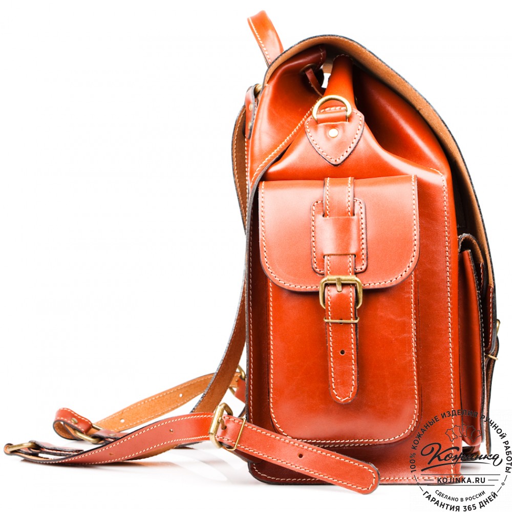 Кожаный рюкзак "Пехотинец" (Рыжий)