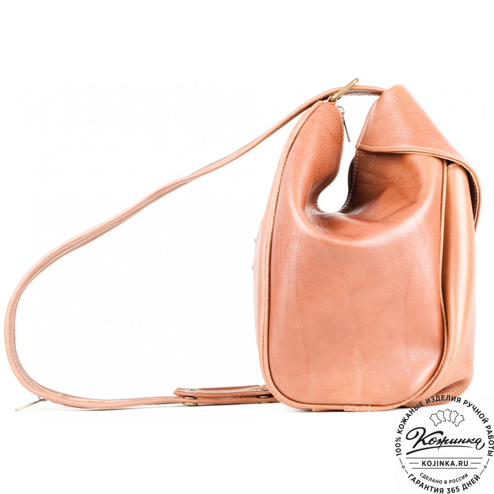 Кожаный рюкзак-сумка "Микки" (рыжий)