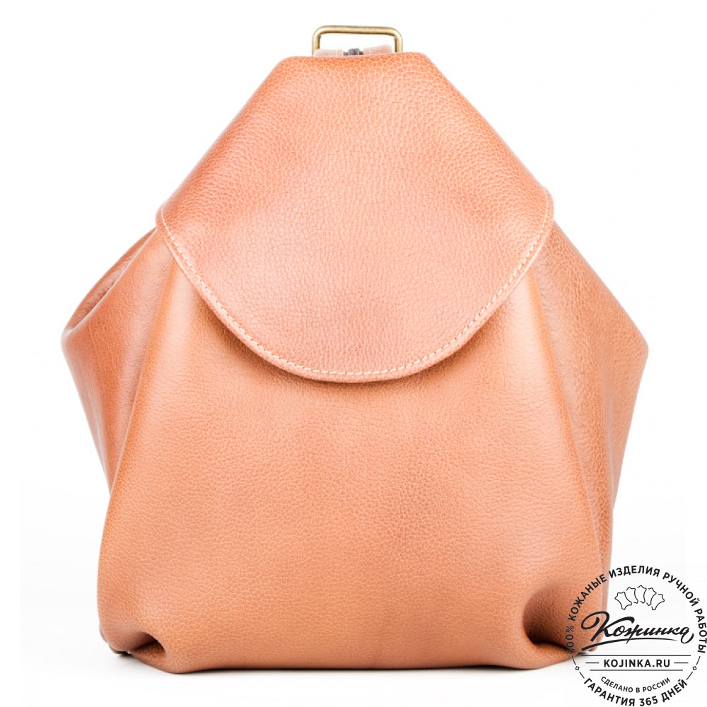 Кожаный рюкзак-сумка "Микки" (рыжий)