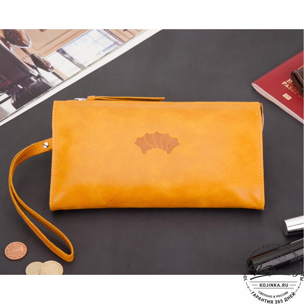 Кожаный клатч  Москва (желтый)