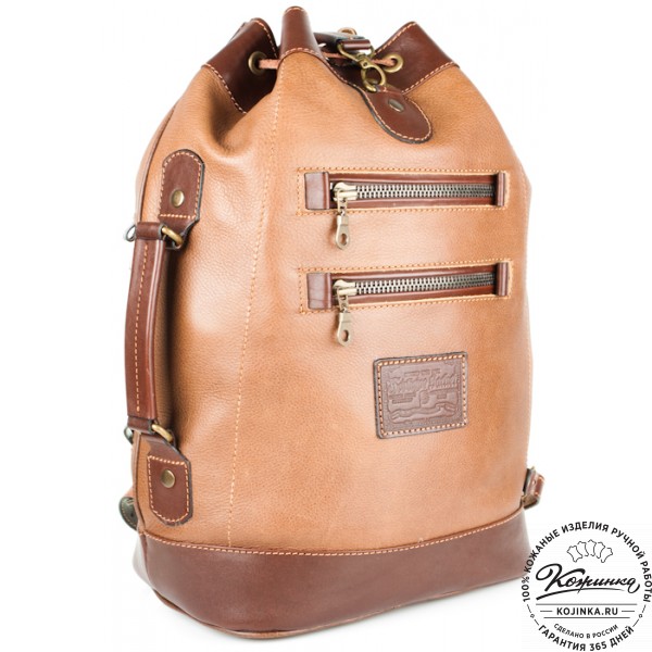 Кожаный рюкзак "СаШе" (коричневый). фото 1