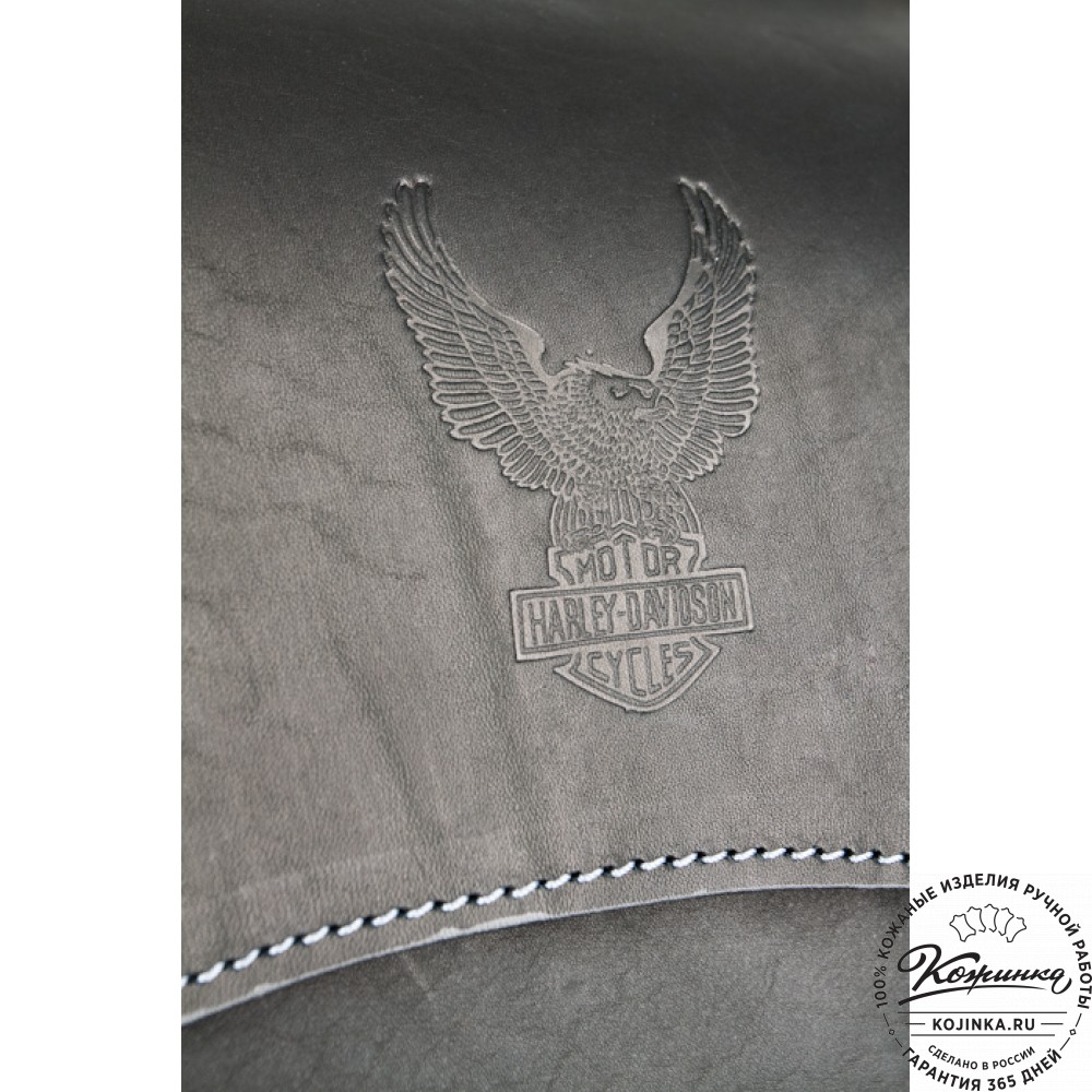 Мужской кожаный рюкзак "Байкер" (чёрный)