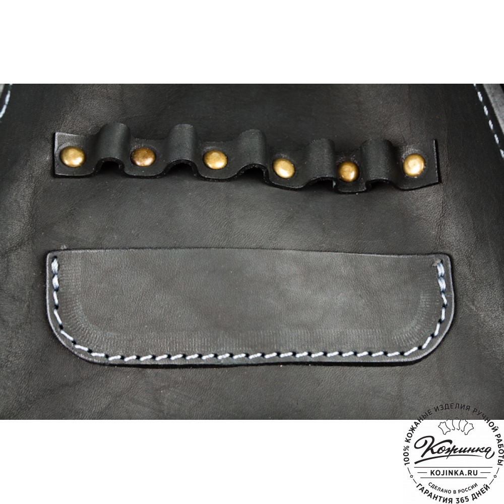 Мужской кожаный рюкзак "Байкер" (чёрный)