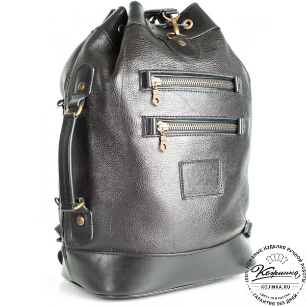 Кожаный рюкзак "СаШе" (чёрный). фото 1