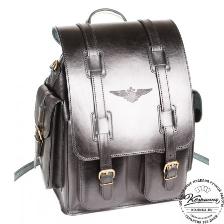 Кожаный рюкзак "Пехотинец" (чёрный)