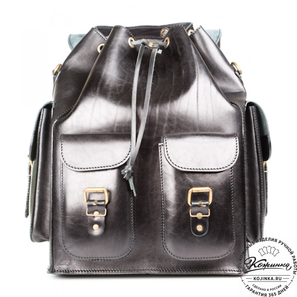 Кожаный рюкзак "Пехотинец" (чёрный)