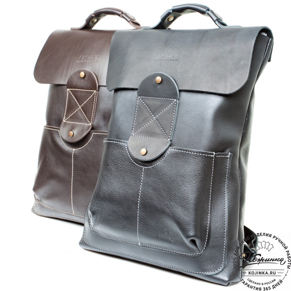 Кожаный рюкзак "Спэйс" (темно-коричневый)