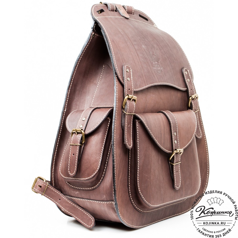 Мужской кожаный рюкзак "Байкер" (коричневый)