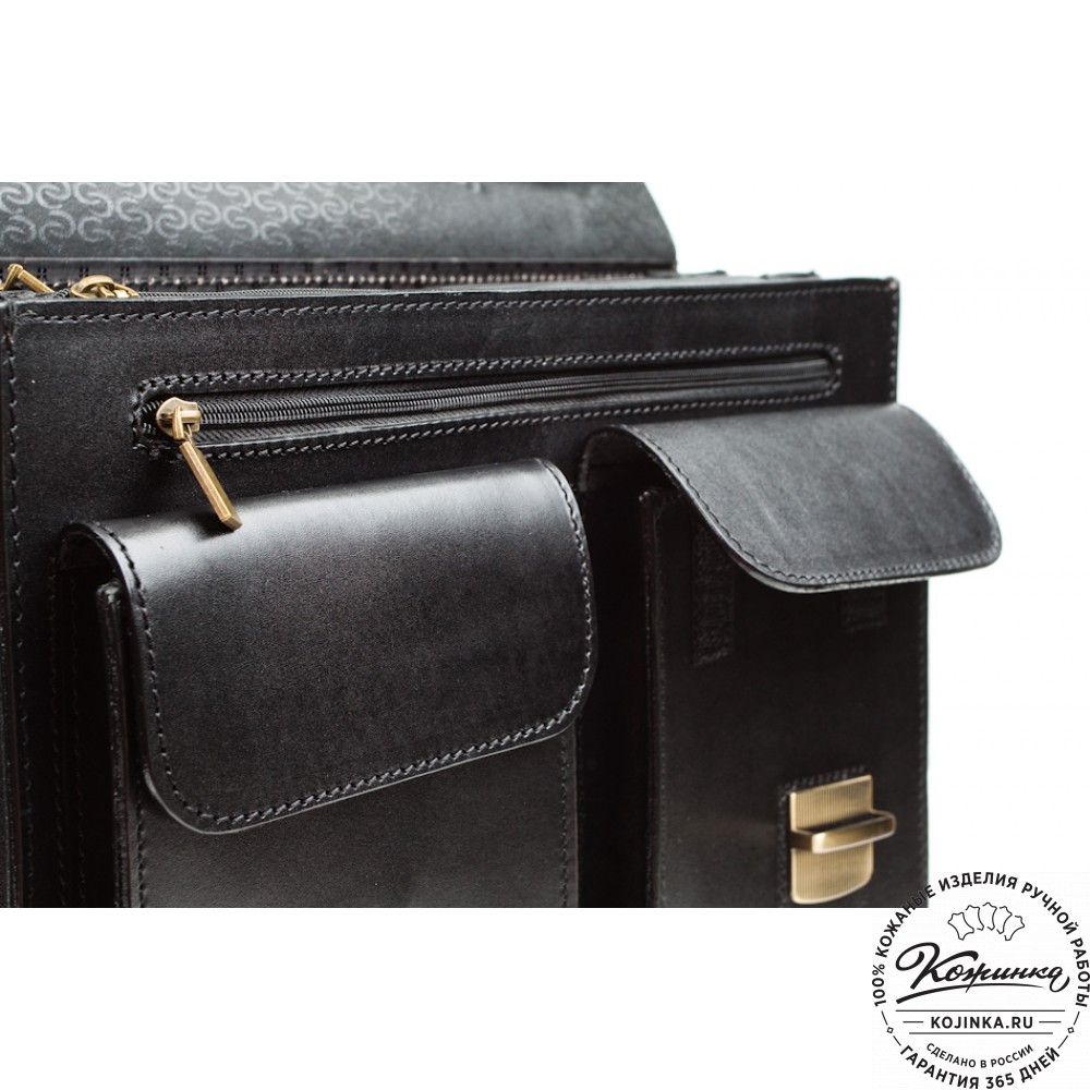 Мужской кожаный портфель "Престиж" (чёрный)