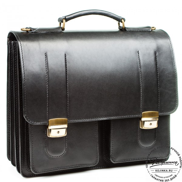 Мужской кожаный портфель "Престиж" (чёрный). фото 1