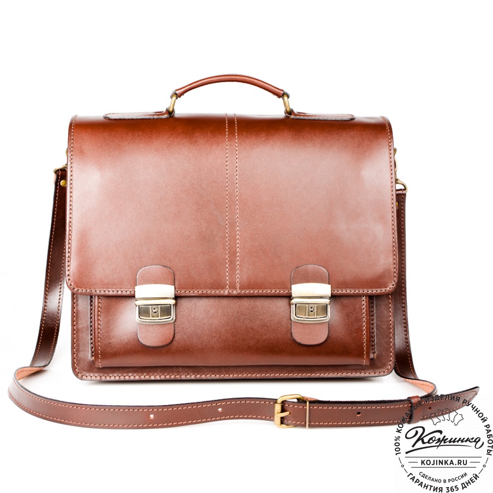 Кожаный деловой портфель "Адвокат-2" (коричневый)