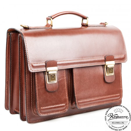 Мужской кожаный портфель "Оптима II" (коричневый)