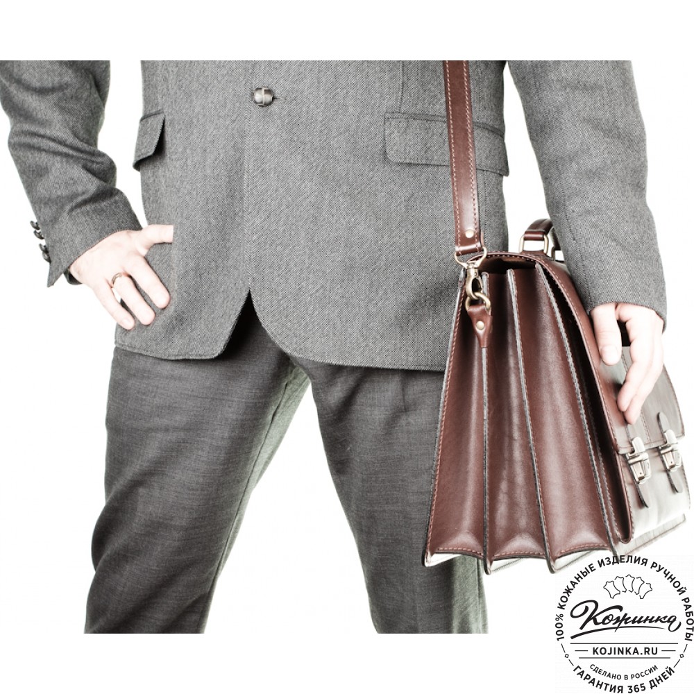 Кожаный деловой портфель "Адвокат-2" (коричневый)