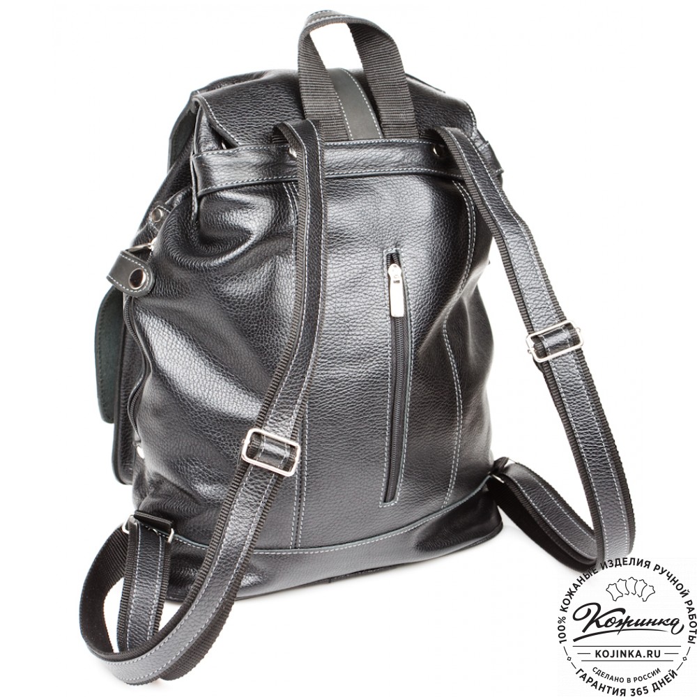 Кожаный рюкзак ручной работы "Эверест" (черный)