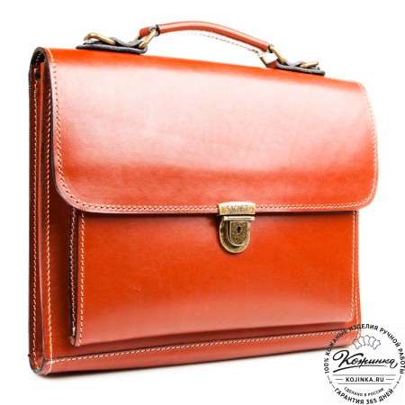 Деловой кожаный портфель "Мини" (тёмно-рыжий)