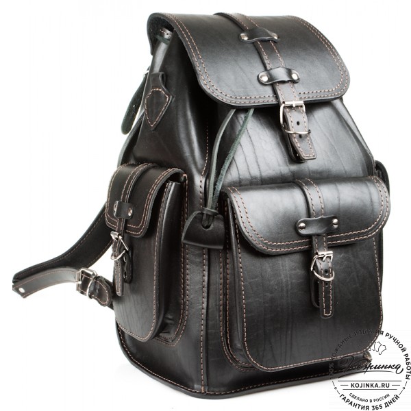 Кожаный рюкзак "Патриот" (чёрный). фото 1
