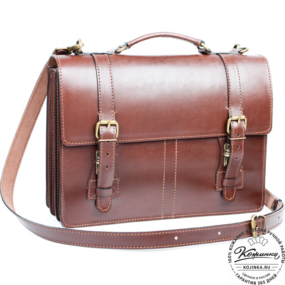 Деловой кожаный портфель "Увертюра" (коричневый)