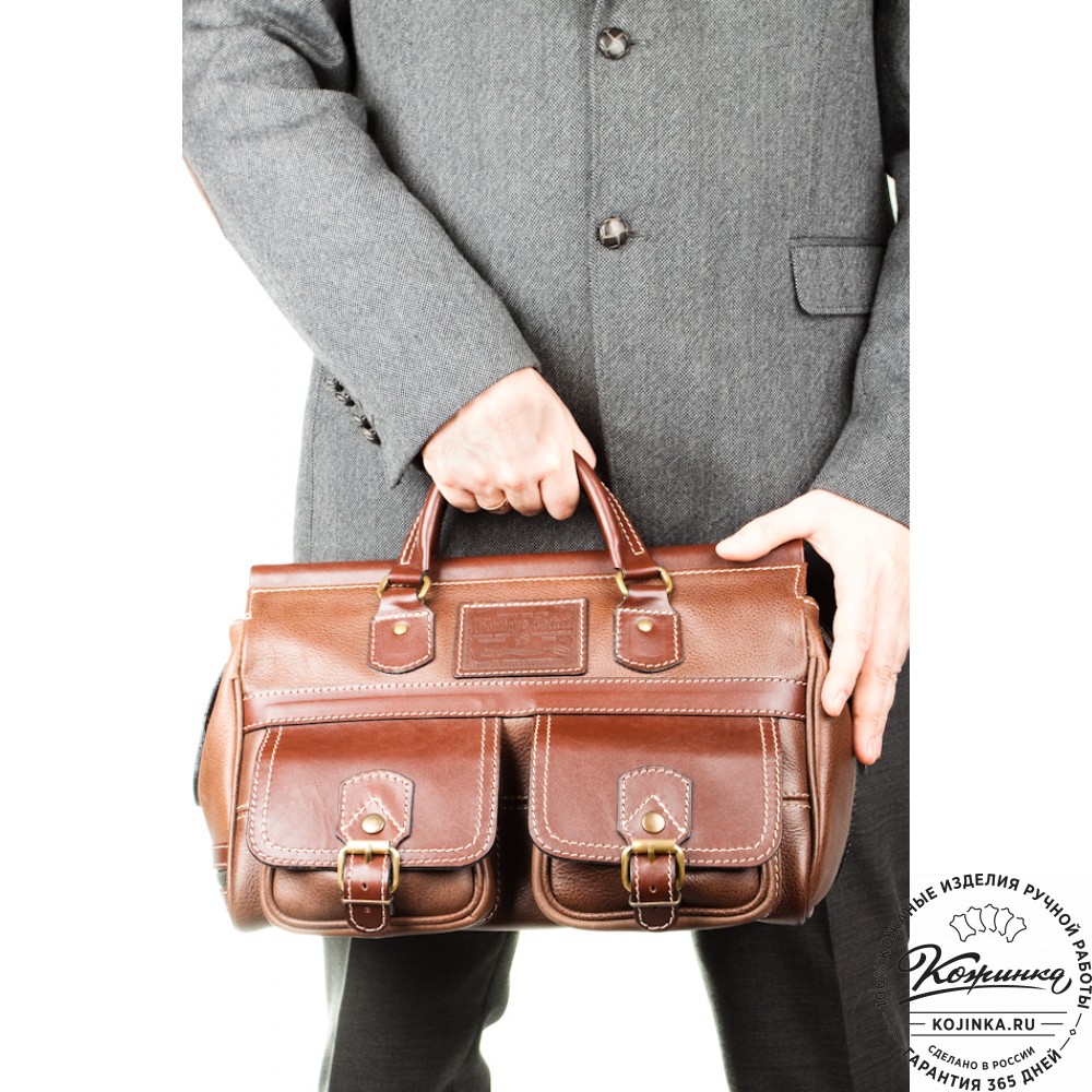 Кожаный дорожный саквояж "Малый" (коричневый)