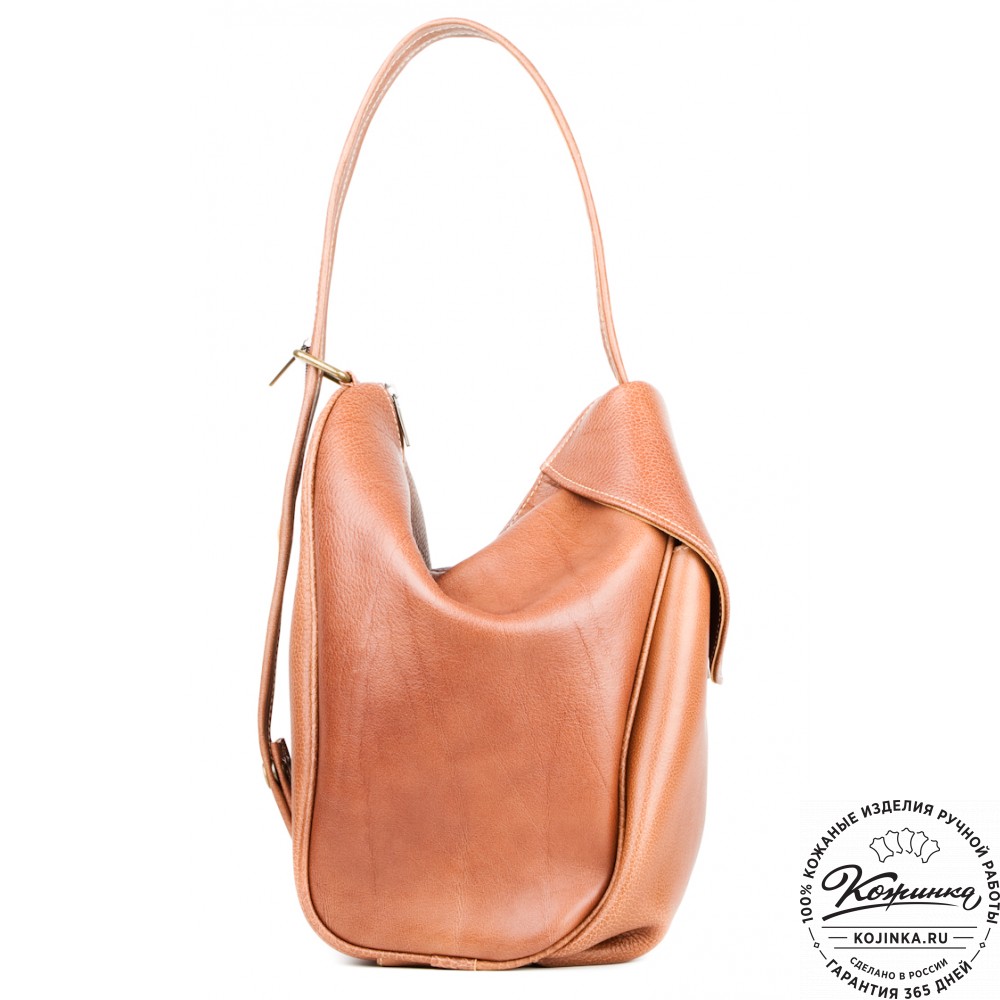 Кожаный рюкзак-сумка "Микки" (рыжий)