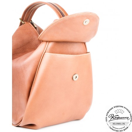 Кожаный рюкзак-сумка "Микки" (рыжий)