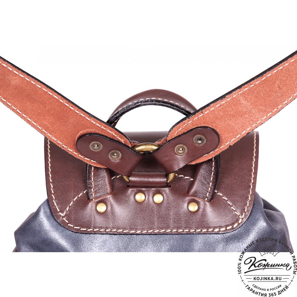 Кожаный рюкзак "Классик 2" (синий)