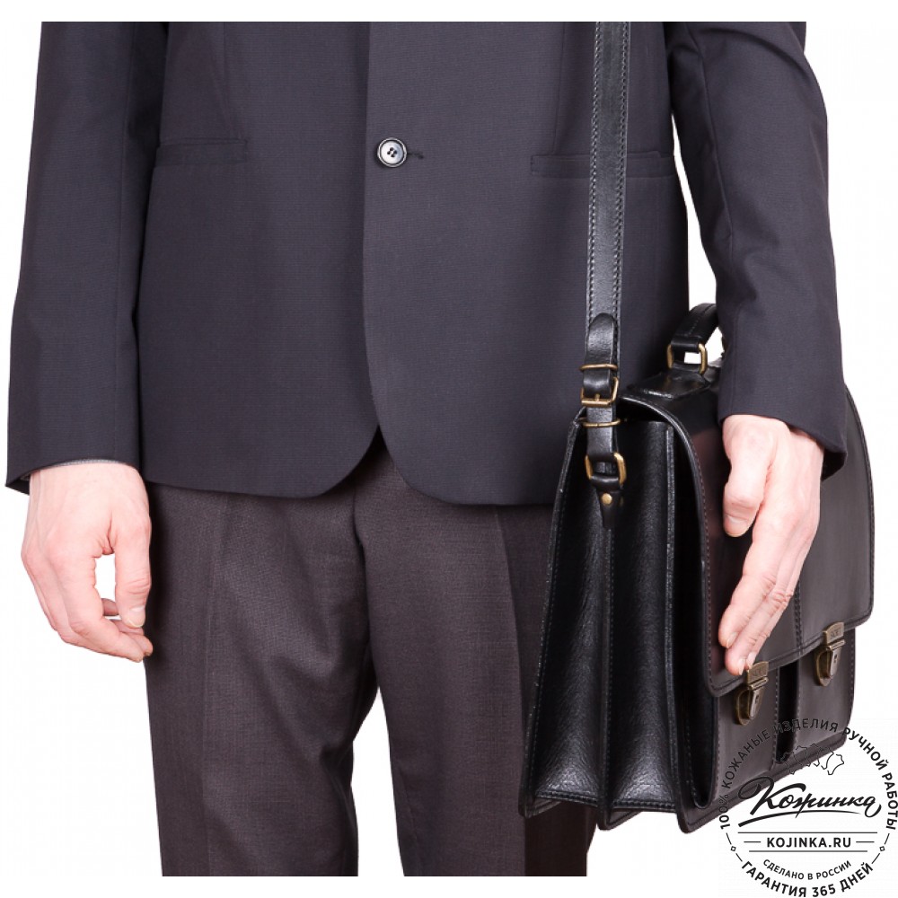 Кожаный деловой портфель "Адвокат-1" (черный)