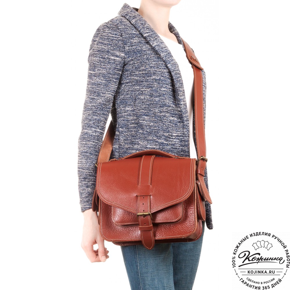 Кожаная  сумка "Виктория" (рыжая)