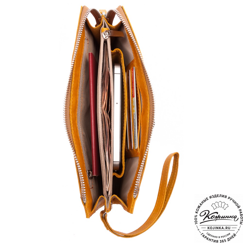 Кожаный клатч  Москва (желтый)