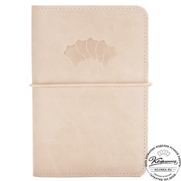 Кожаная обложка на паспорт Прага (бежевая). фото 1